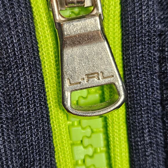 Lauren Ralph Lauren Active Track Jacket XL Navy Neon Green Full Zip Cotton - Picture 6 of 8